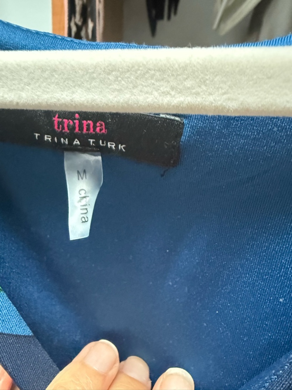 Trina Turk Navy Blue Dress with Teal Accent